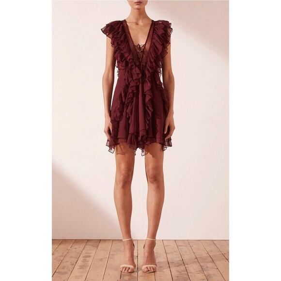 shona joy burgundy dress Self-Portrait